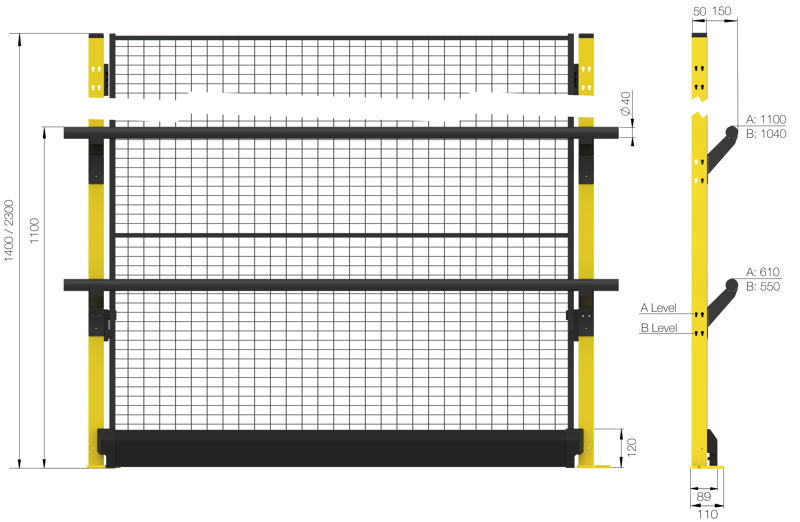 Height 2300 mm with panel