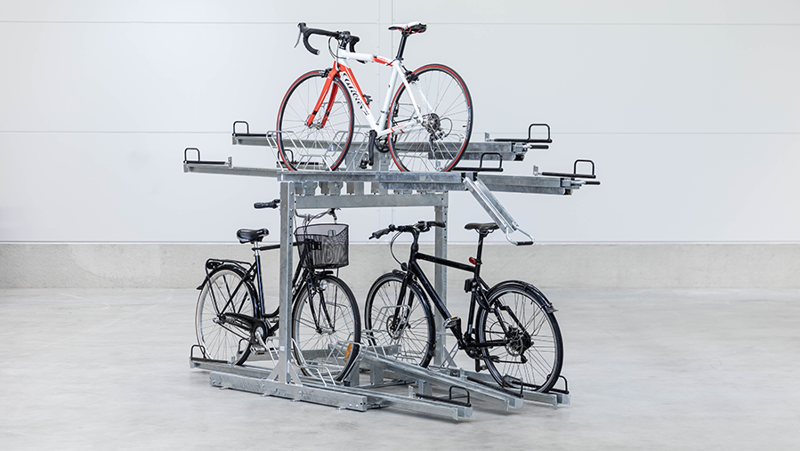 Dubbelzijdige fietsendrager met twee niveaus