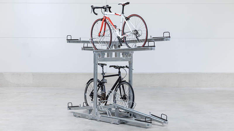 Dubbelzijdige fietsendrager met twee niveaus