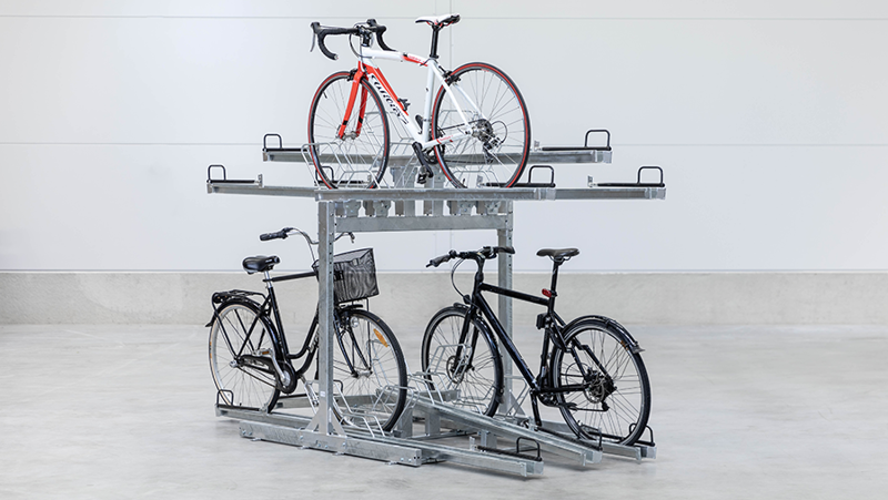 Dubbelzijdige fietsendrager met twee niveaus
