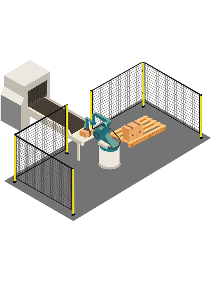Transportsysteem met beschermende barrières en beperkte toegangsopeningen voor de veiligheid