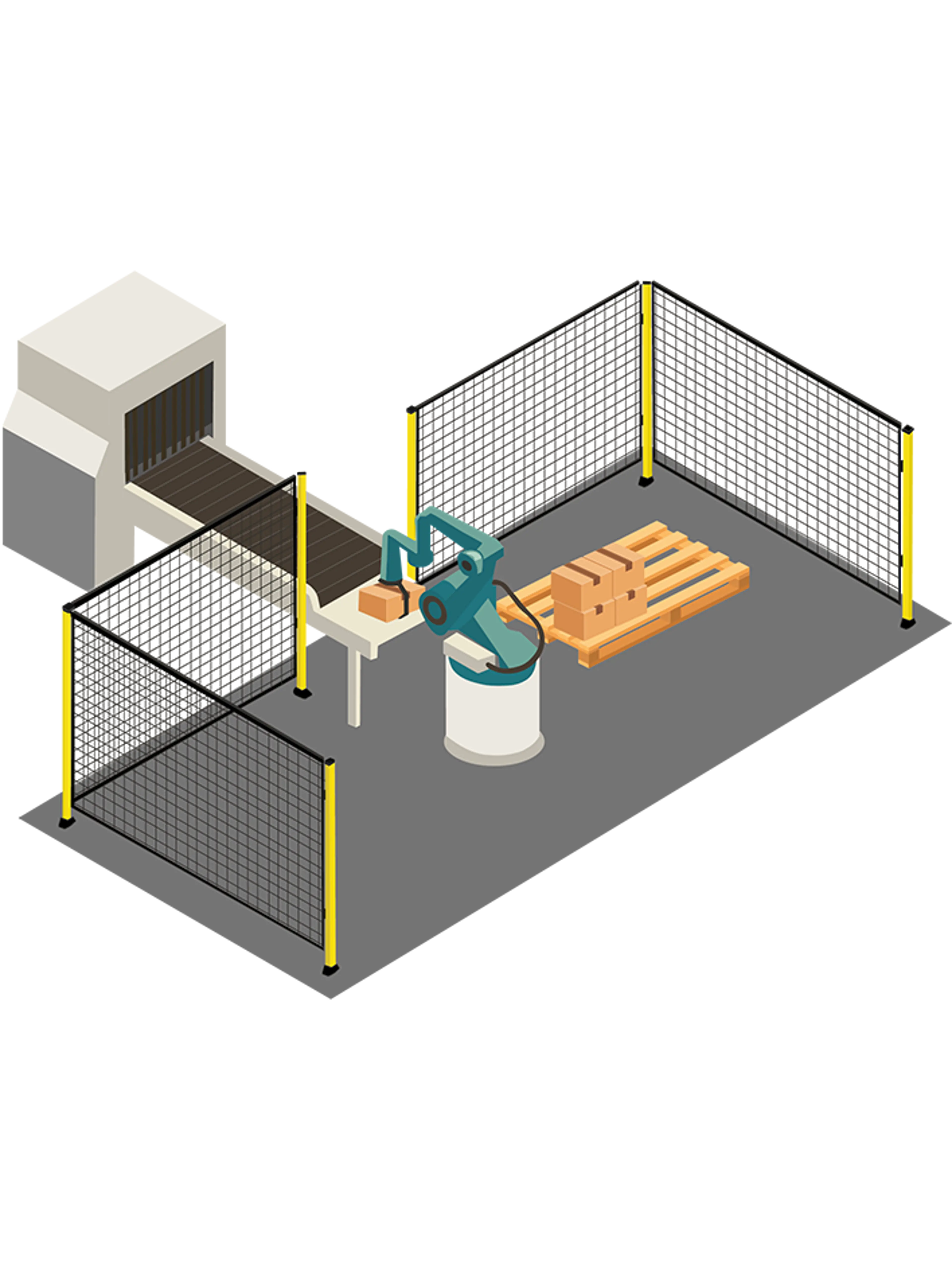 Transportsysteem met beschermende barrières en beperkte toegangsopeningen voor de veiligheid