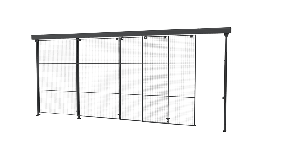 Drievoudige schuifdeur met 3-staps rail